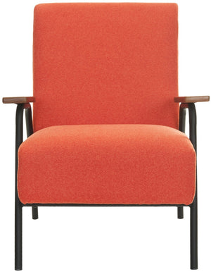 Safavieh Reuben Arm Chair - Mid-Century Modern Accent Chair With Burnt Orange Wool Upholstery & Birch Frame MCR4606B