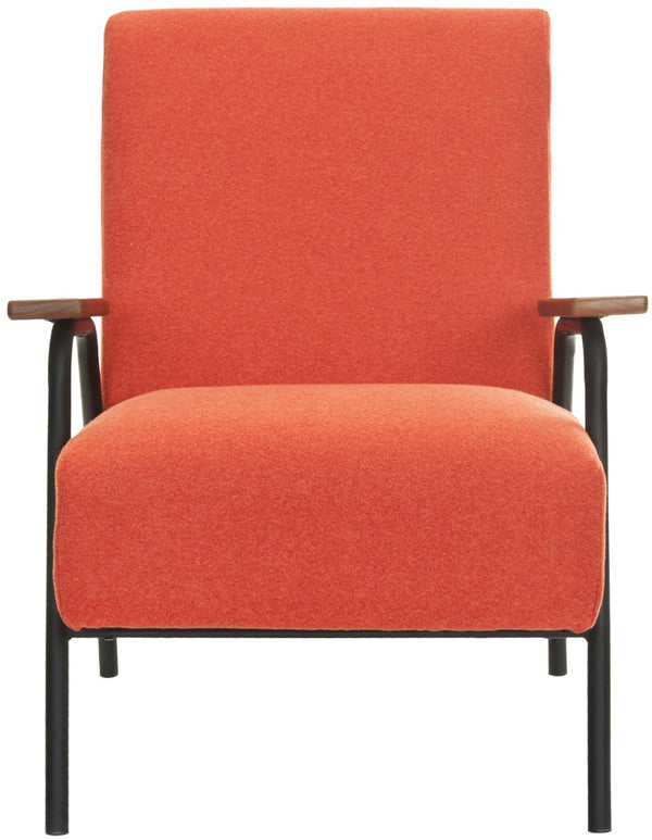 Safavieh Reuben Arm Chair - Mid-Century Modern Accent Chair With Burnt Orange Wool Upholstery & Birch Frame MCR4606B
