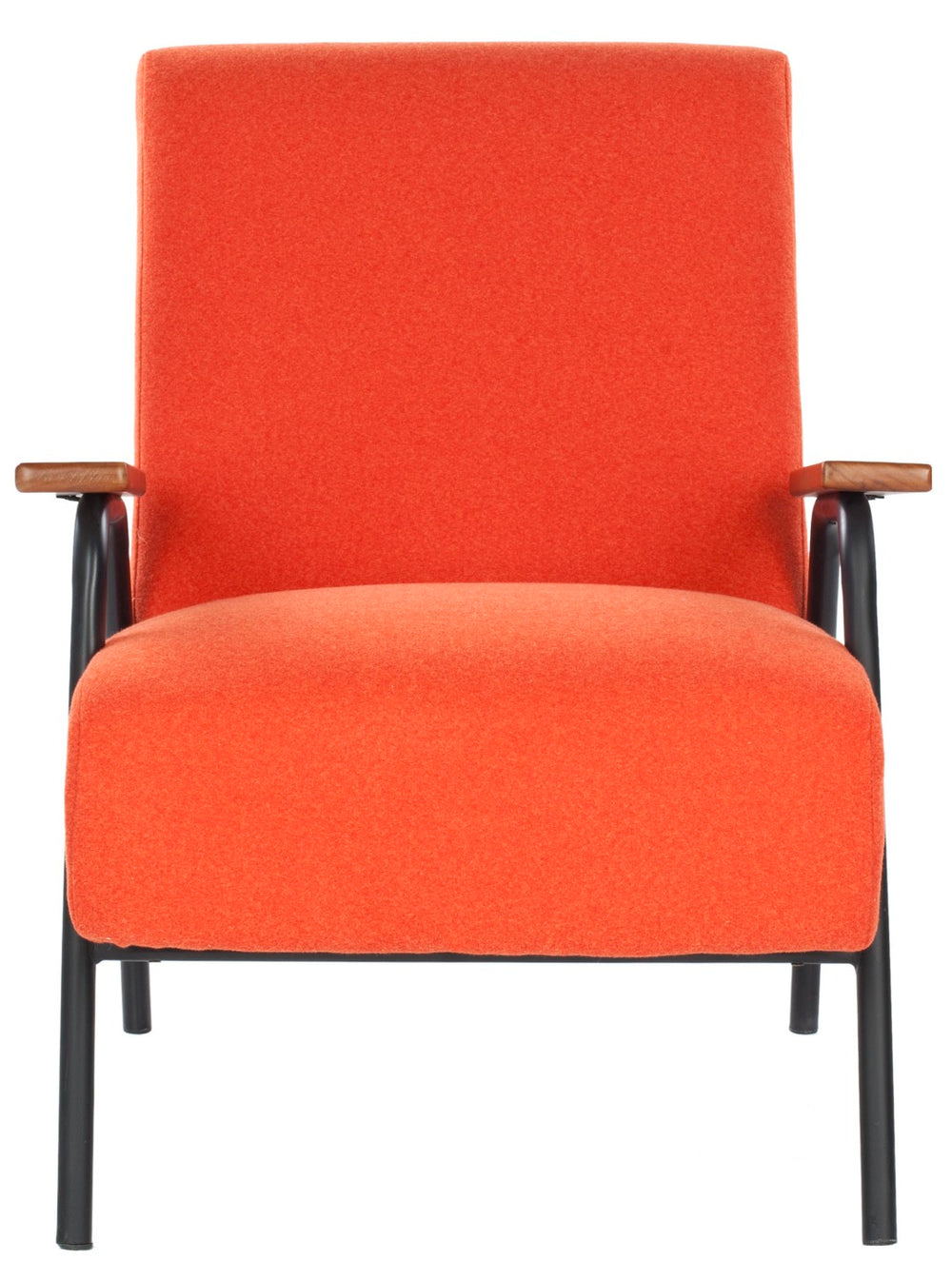 Safavieh Reuben Arm Chair - Mid-Century Modern Accent Chair With Burnt Orange Wool Upholstery & Birch Frame MCR4606B
