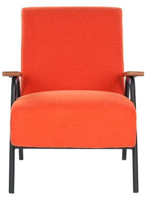 Safavieh Reuben Arm Chair - Mid-Century Modern Accent Chair With Burnt Orange Wool Upholstery & Birch Frame MCR4606B