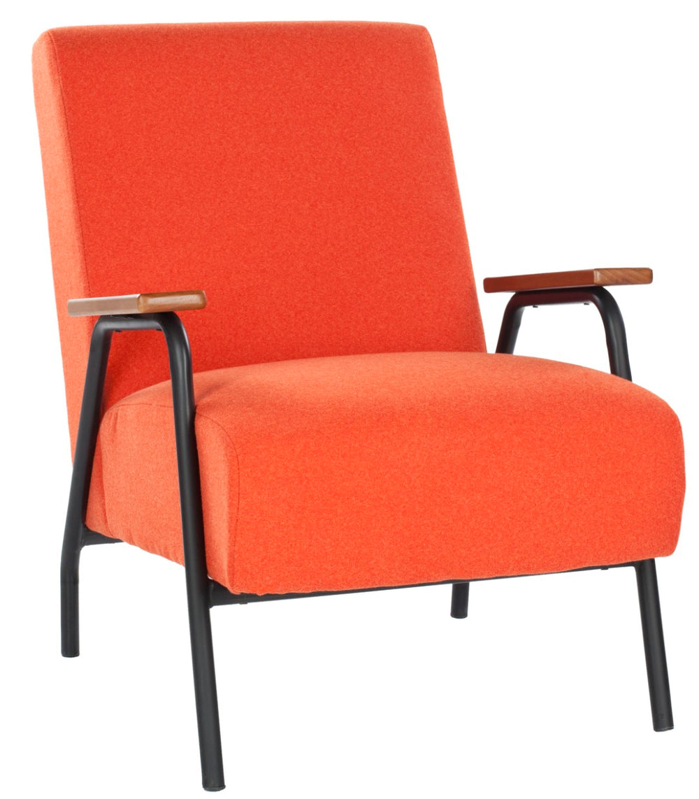 Safavieh Reuben Arm Chair - Mid-Century Modern Accent Chair With Burnt Orange Wool Upholstery & Birch Frame MCR4606B