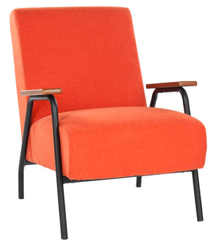 Safavieh Reuben Arm Chair - Mid-Century Modern Accent Chair With Burnt Orange Wool Upholstery & Birch Frame MCR4606B