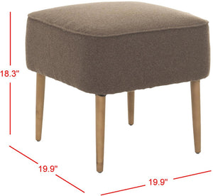 Safavieh Eli Ottoman - Mid-Century Modern Accent For Compact Spaces, Stylish Upholstered Footrest & Seat Brown/Natural Oak MCR4608B