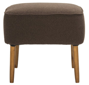 Safavieh Eli Ottoman - Mid-Century Modern Accent For Compact Spaces, Stylish Upholstered Footrest & Seat Brown/Natural Oak MCR4608B