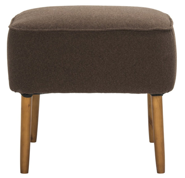 Safavieh Eli Ottoman - Mid-Century Modern Accent For Compact Spaces, Stylish Upholstered Footrest & Seat Brown/Natural Oak MCR4608B