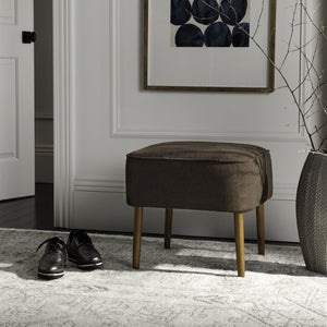 Safavieh Eli Ottoman - Mid-Century Modern Accent For Compact Spaces, Stylish Upholstered Footrest & Seat Brown/Natural Oak MCR4608B