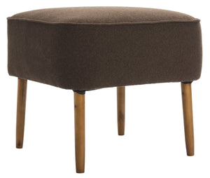 Safavieh Eli Ottoman - Mid-Century Modern Accent For Compact Spaces, Stylish Upholstered Footrest & Seat Brown/Natural Oak MCR4608B