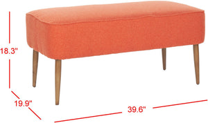 Safavieh Levi Mid-Century Modern Bench With Upholstered Seat And Natural Oak Legs For Stylish Home Decor Burnt Orange / Natural Oak MCR4609A