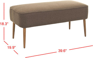 Safavieh Levi Mid-Century Modern Bench With Upholstered Seat And Natural Oak Legs For Stylish Home Decor Brown/Natural Oak MCR4609B