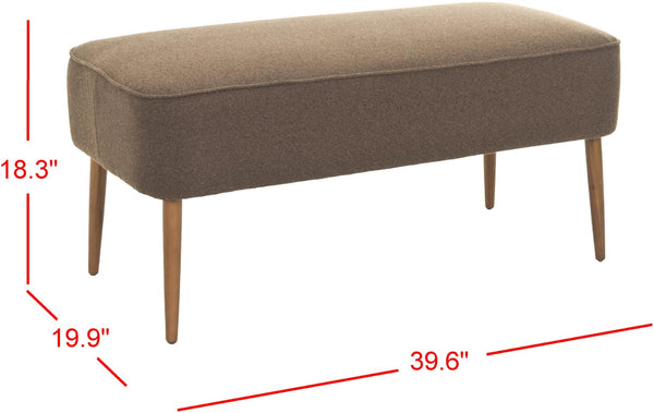 Safavieh Levi Mid-Century Modern Bench With Upholstered Seat And Natural Oak Legs For Stylish Home Decor Brown/Natural Oak MCR4609B