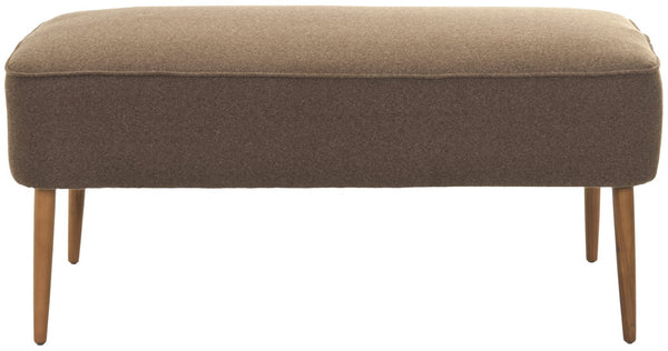 Safavieh Levi Mid-Century Modern Bench With Upholstered Seat And Natural Oak Legs For Stylish Home Decor Brown/Natural Oak MCR4609B