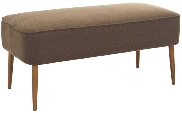 Safavieh Levi Mid-Century Modern Bench With Upholstered Seat And Natural Oak Legs For Stylish Home Decor Brown/Natural Oak MCR4609B