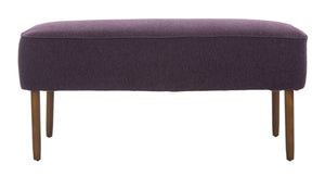 Safavieh Levi Mid-Century Modern Bench With Upholstered Seat And Natural Oak Legs For Stylish Home Decor Plum MCR4609C