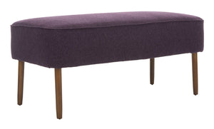 Safavieh Levi Mid-Century Modern Bench With Upholstered Seat And Natural Oak Legs For Stylish Home Decor Plum MCR4609C
