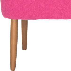 Safavieh Levi Mid-Century Modern Bench With Upholstered Seat And Natural Oak Legs For Stylish Home Decor Berry MCR4609D