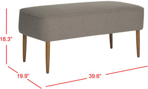 Safavieh Levi Mid-Century Modern Bench With Upholstered Seat And Natural Oak Legs For Stylish Home Decor Grey MCR4609E