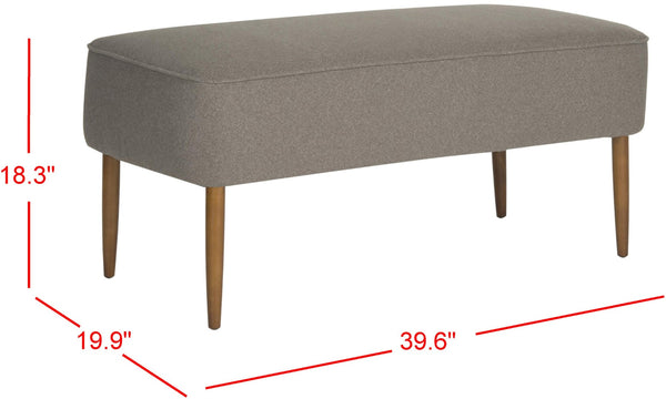 Safavieh Levi Mid-Century Modern Bench With Upholstered Seat And Natural Oak Legs For Stylish Home Decor Grey MCR4609E