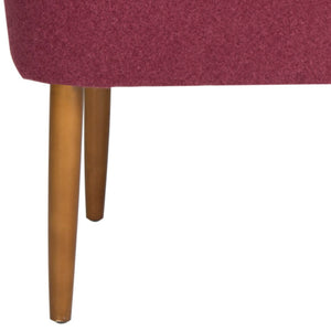 Safavieh Levi Mid-Century Modern Bench With Upholstered Seat And Natural Oak Legs For Stylish Home Decor Maroon MCR4609F