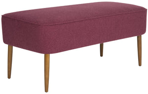 Safavieh Levi Mid-Century Modern Bench With Upholstered Seat And Natural Oak Legs For Stylish Home Decor Maroon MCR4609F