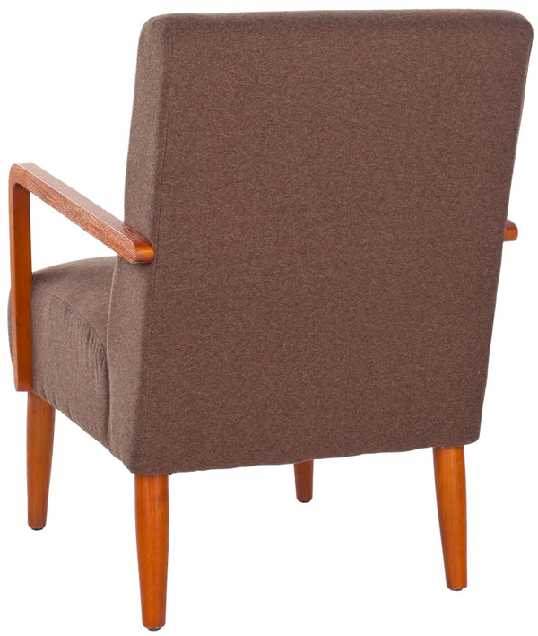 Safavieh Wiley Arm Chair - Mid-Century Modern Accent Chair With Brown Textured Fabric & Solid Birchwood Frame MCR4610B