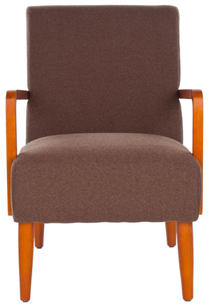 Safavieh Wiley Arm Chair - Mid-Century Modern Accent Chair With Brown Textured Fabric & Solid Birchwood Frame MCR4610B
