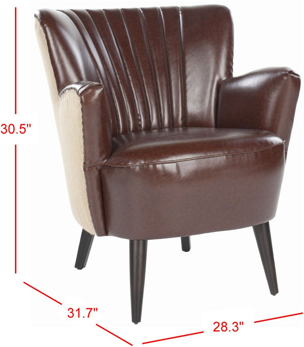 Safavieh Cooper Arm Chair – Mid-Century Modern, Brown Leather & Jute Accent, Roll-Tufted Comfort For Any Space MCR4612A