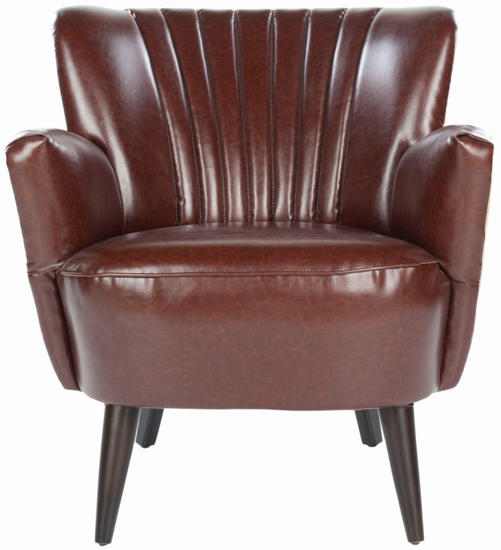 Safavieh Cooper Arm Chair – Mid-Century Modern, Brown Leather & Jute Accent, Roll-Tufted Comfort For Any Space MCR4612A