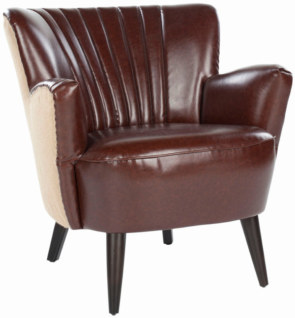 Safavieh Cooper Arm Chair – Mid-Century Modern, Brown Leather & Jute Accent, Roll-Tufted Comfort For Any Space MCR4612A