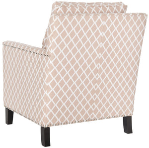 Safavieh Buckler Club Chair - Contemporary Diamond Upholstery With Silver Nail Heads For Timeless Elegance Peach Pink / White MCR4613B
