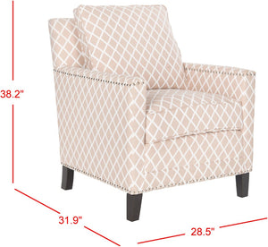 Safavieh Buckler Club Chair - Contemporary Diamond Upholstery With Silver Nail Heads For Timeless Elegance Peach Pink / White MCR4613B