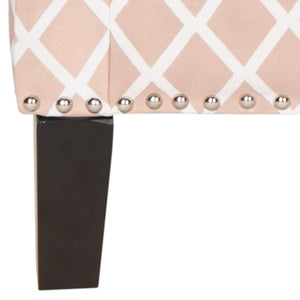 Safavieh Buckler Club Chair - Contemporary Diamond Upholstery With Silver Nail Heads For Timeless Elegance Peach Pink / White MCR4613B