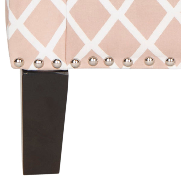 Safavieh Buckler Club Chair - Contemporary Diamond Upholstery With Silver Nail Heads For Timeless Elegance Peach Pink / White MCR4613B