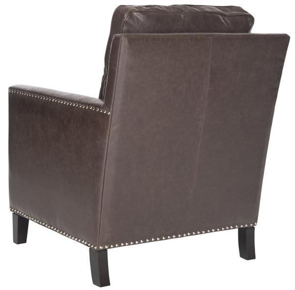 Safavieh Buckler Club Chair - Contemporary Diamond Upholstery With Silver Nail Heads For Timeless Elegance Brown MCR4613C