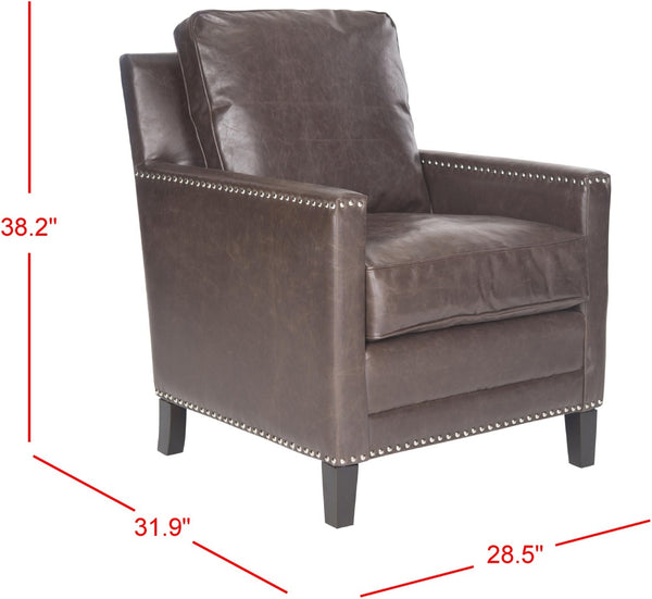 Safavieh Buckler Club Chair - Contemporary Diamond Upholstery With Silver Nail Heads For Timeless Elegance Brown MCR4613C