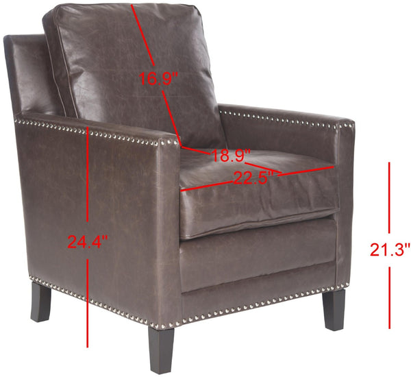 Safavieh Buckler Club Chair - Contemporary Diamond Upholstery With Silver Nail Heads For Timeless Elegance Brown MCR4613C