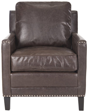 Safavieh Buckler Club Chair - Contemporary Diamond Upholstery With Silver Nail Heads For Timeless Elegance Brown MCR4613C