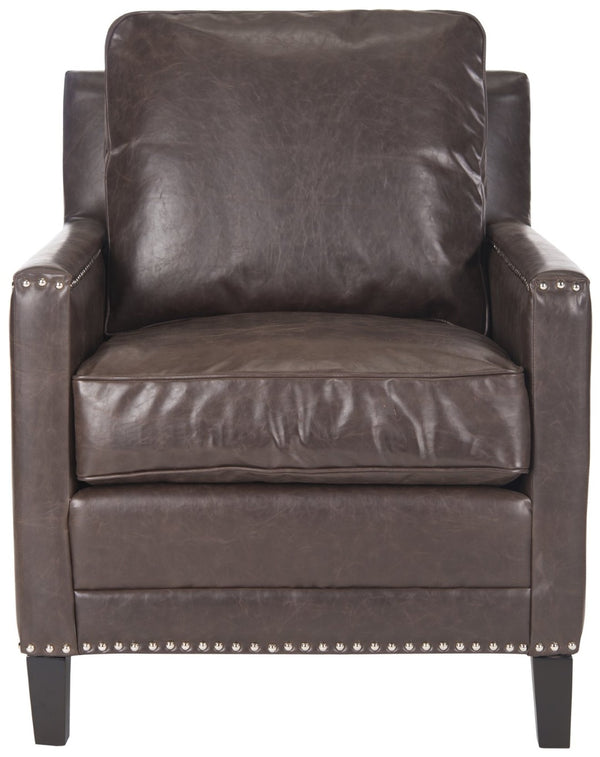 Safavieh Buckler Club Chair - Contemporary Diamond Upholstery With Silver Nail Heads For Timeless Elegance Brown MCR4613C