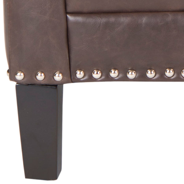 Safavieh Buckler Club Chair - Contemporary Diamond Upholstery With Silver Nail Heads For Timeless Elegance Brown MCR4613C