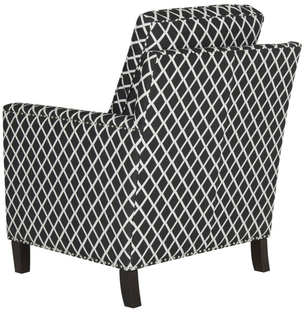 Safavieh Buckler Club Chair - Elegant Black And White Plaid With Silver Nailheads For Stylish Interiors MCR4613D