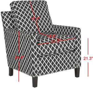 Safavieh Buckler Club Chair - Elegant Black And White Plaid With Silver Nailheads For Stylish Interiors MCR4613D