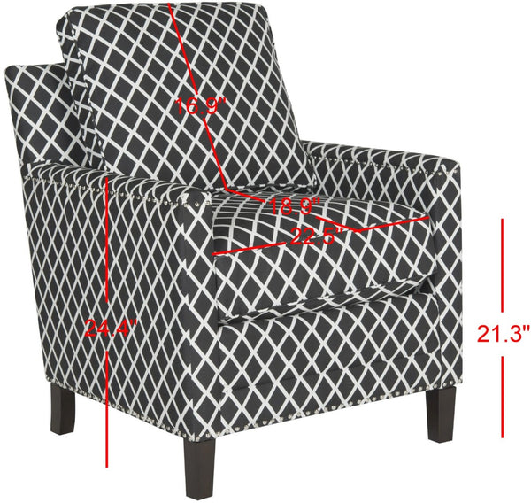 Safavieh Buckler Club Chair - Elegant Black And White Plaid With Silver Nailheads For Stylish Interiors MCR4613D