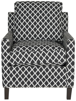 Safavieh Buckler Club Chair - Elegant Black And White Plaid With Silver Nailheads For Stylish Interiors MCR4613D