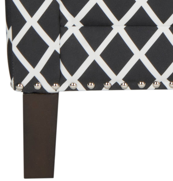 Safavieh Buckler Club Chair - Elegant Black And White Plaid With Silver Nailheads For Stylish Interiors MCR4613D