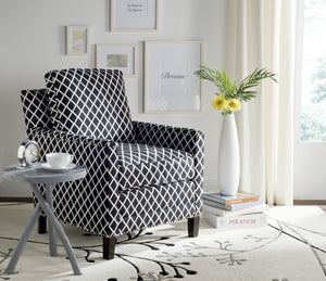 Safavieh Buckler Club Chair - Elegant Black And White Plaid With Silver Nailheads For Stylish Interiors MCR4613D