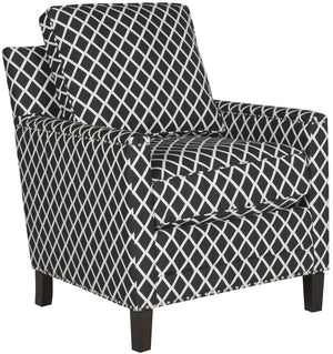 Safavieh Buckler Club Chair - Elegant Black And White Plaid With Silver Nailheads For Stylish Interiors MCR4613D