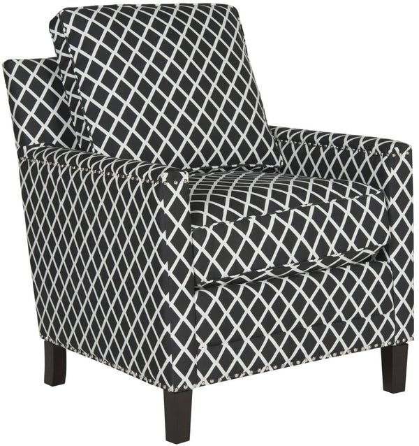 Safavieh Buckler Club Chair - Elegant Black And White Plaid With Silver Nailheads For Stylish Interiors MCR4613D