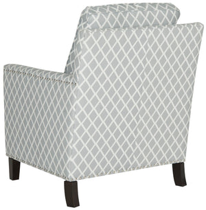 Safavieh Buckler Club Chair - Contemporary Diamond Upholstery With Silver Nail Heads For Timeless Elegance Grey / White MCR4613E