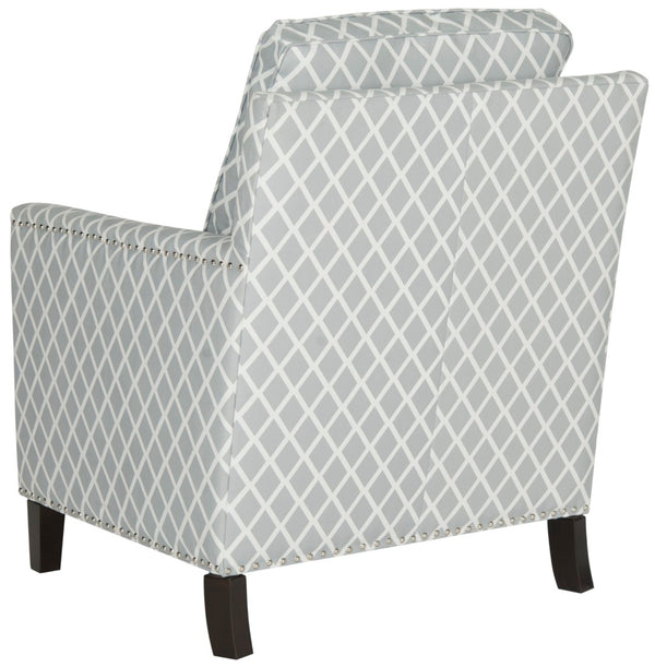 Safavieh Buckler Club Chair - Contemporary Diamond Upholstery With Silver Nail Heads For Timeless Elegance Grey / White MCR4613E