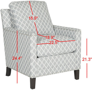 Safavieh Buckler Club Chair - Contemporary Diamond Upholstery With Silver Nail Heads For Timeless Elegance Grey / White MCR4613E