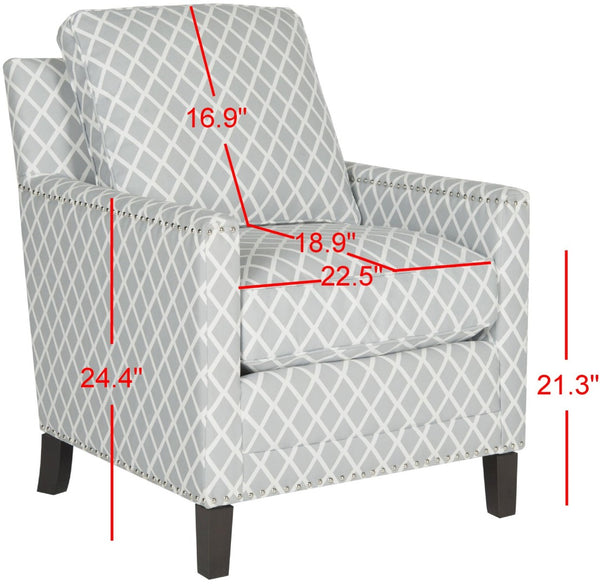 Safavieh Buckler Club Chair - Contemporary Diamond Upholstery With Silver Nail Heads For Timeless Elegance Grey / White MCR4613E